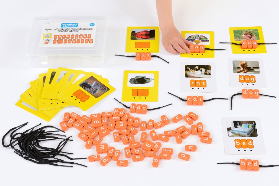 Systematic Phonics Lacing Beads - CVC Set Phase 2