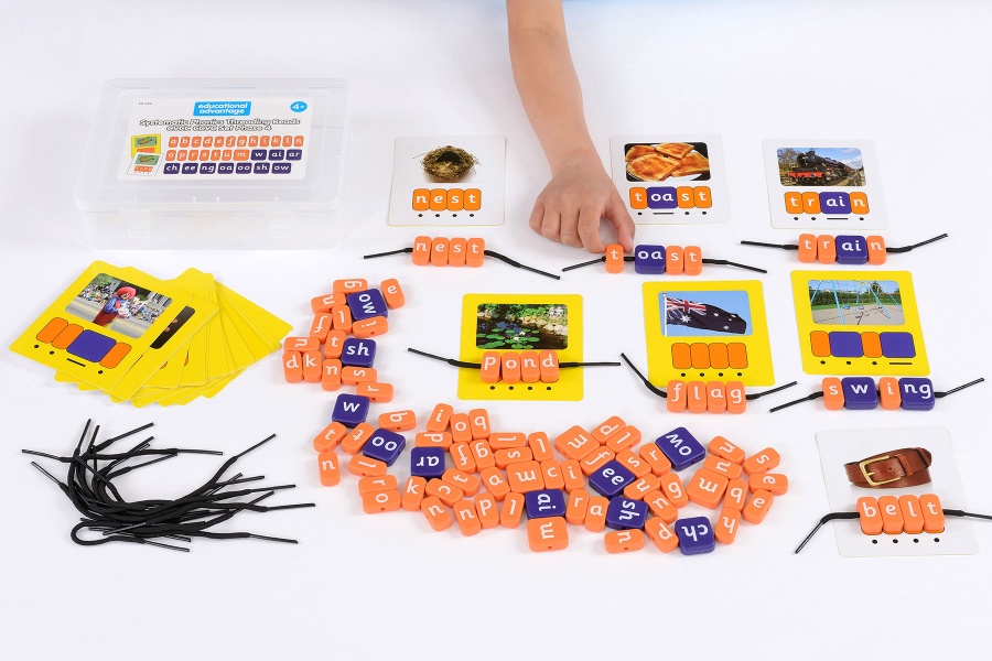 Systematic Phonics Lacing Beads - CVCC CCVC Set Phase 4