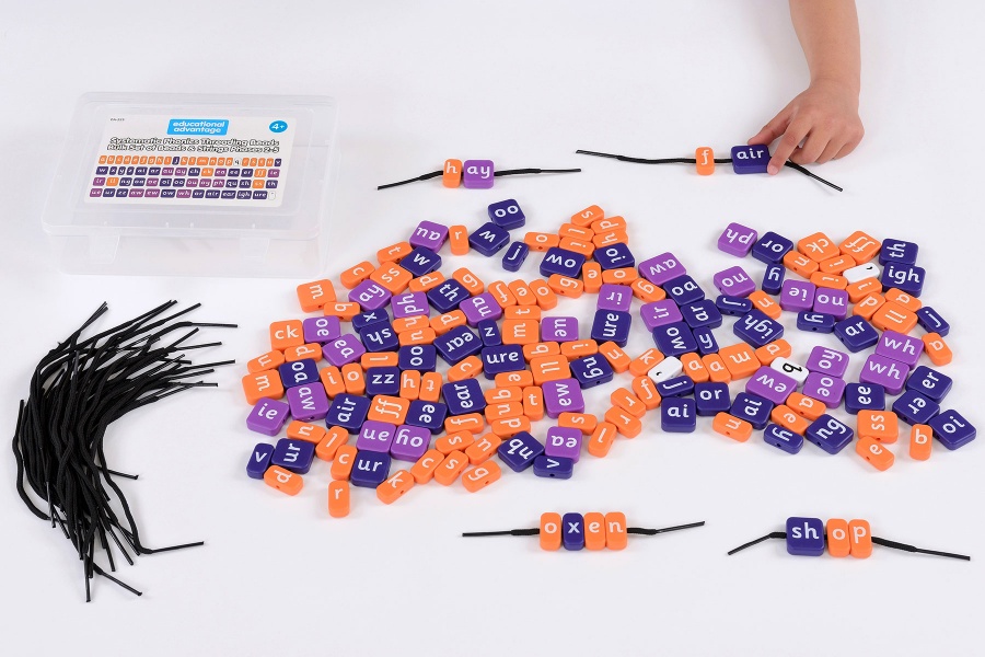 Systematic Phonics Lacing Beads - Bulk Set of Beads & Strings Phases 2-5